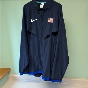 Nike Men's Dark Blue Windbreaker with Flag Patch